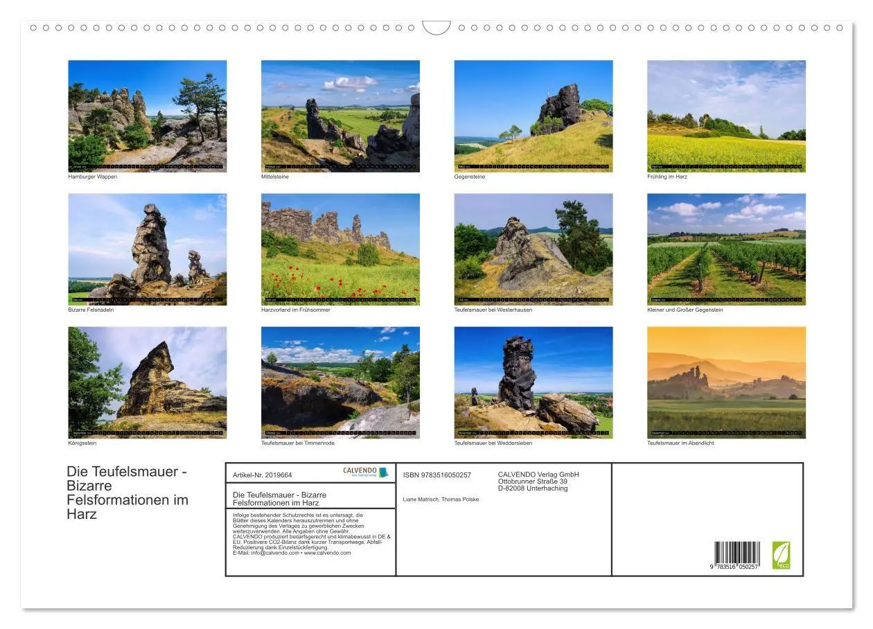 Bild: 9783516050257 | Die Teufelsmauer - Bizarre Felsformationen im Harz (Wandkalender...