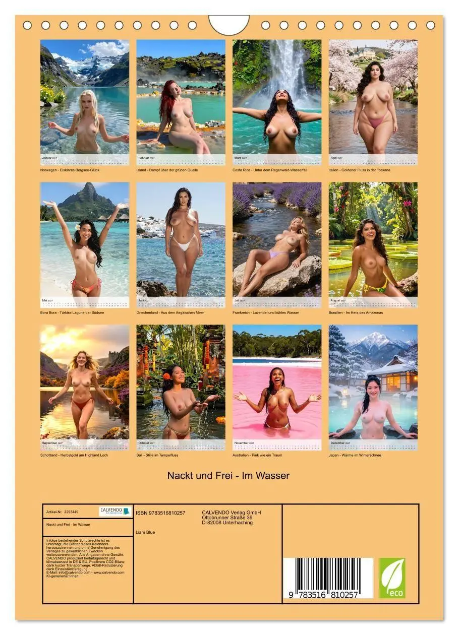 Bild: 9783516810257 | Nackt und Frei - Im Wasser (Wandkalender 2027 DIN A4 hoch),...