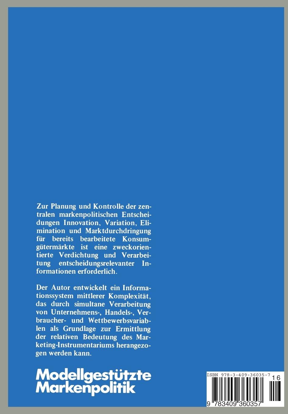 Rückseite: 9783409360357 | Modellgestützte Markenpolitik | Wolf-Dieter Voss | Taschenbuch | xxvi