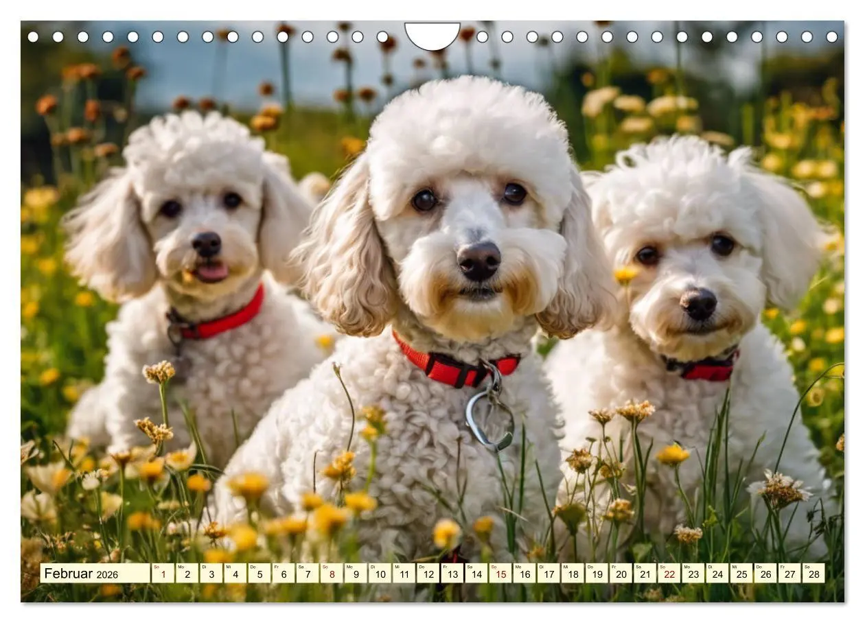 Bild: 9783457330357 | Pudel in allen Farben und Größen (Wandkalender 2026 DIN A4 quer),...