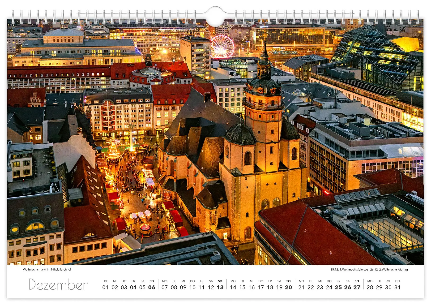 Bild: 9783910680357 | Kalender Leipzig 2026 | 45 x 30 cm weißes Kalendarium | Peter Schubert