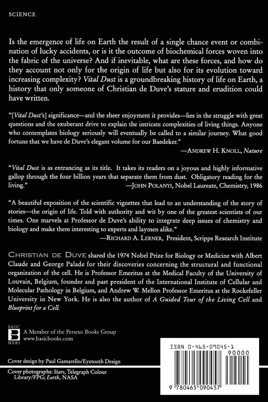 Rückseite: 9780465090457 | Vital Dust | The Origin and Evolution of Life on Earth | Duve (u. a.)