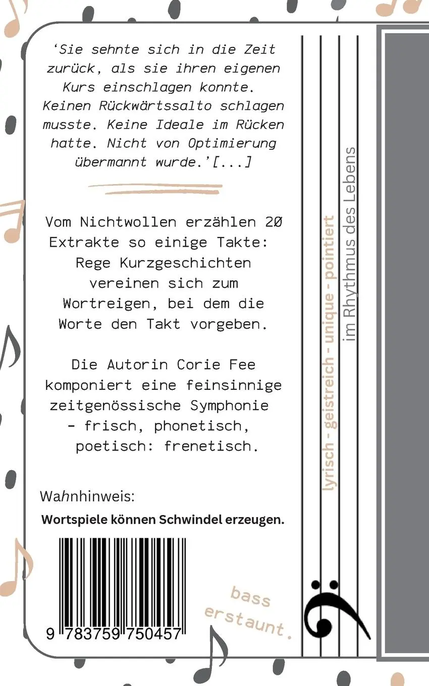 Rückseite: 9783759750457 | Taktgefühl: Nicht wollen wollen. | ganz neue Töne. | Corie Fee | Buch