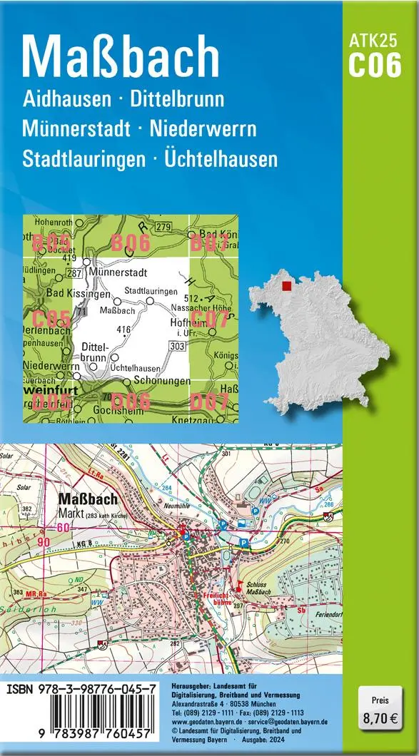 Rückseite: 9783987760457 | ATK25-C06 Maßbach (Amtliche Topographische Karte 1:25000) | Deutsch