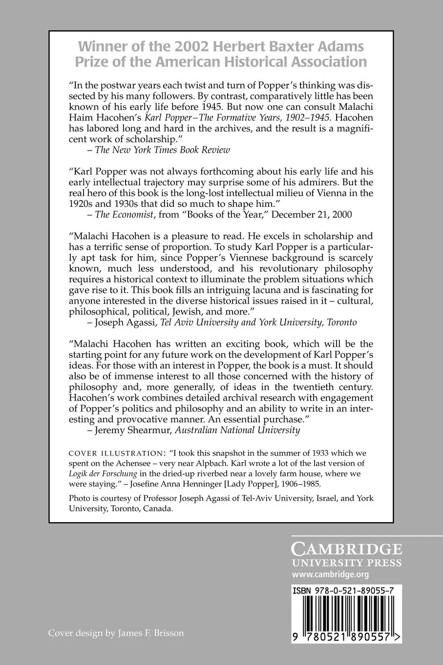 Rückseite: 9780521890557 | Karl Popper - The Formative Years, 1902 1945 | Malachi Haim Hacohen