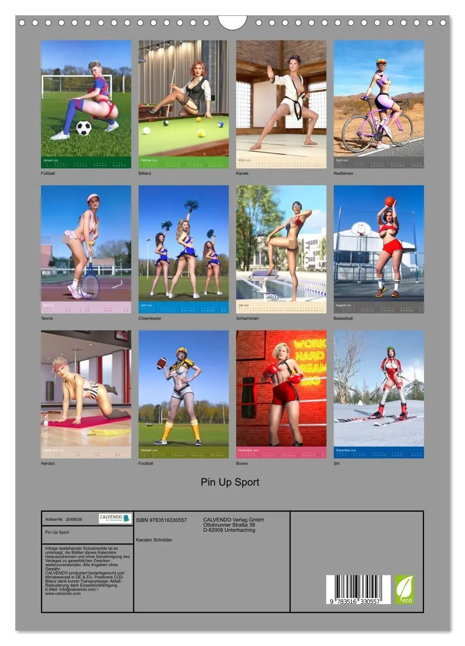 Bild: 9783516330557 | Pin Up Sport (Wandkalender 2026 DIN A3 hoch), CALVENDO Monatskalender