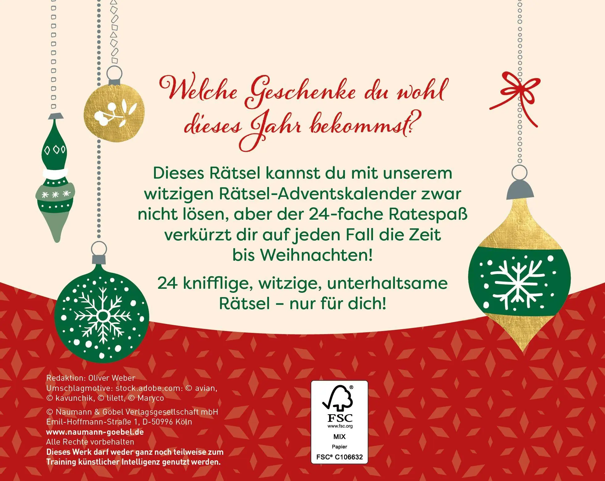 Rückseite: 9783625300557 | 24 Adventsrätsel I Der besondere Adventskalender | Buch | 48 S. | 2026