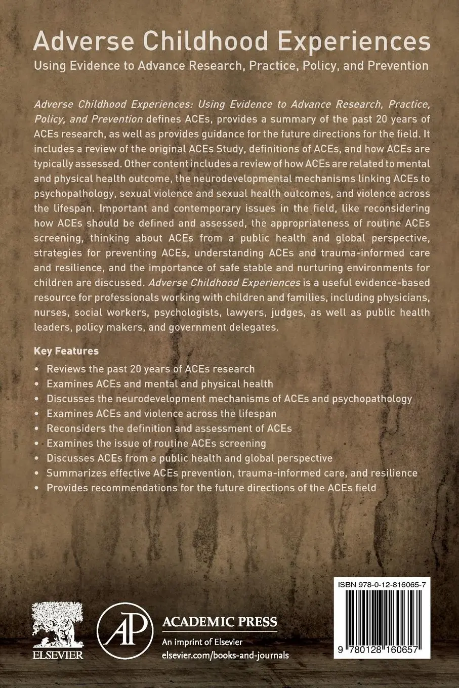 Rückseite: 9780128160657 | Adverse Childhood Experiences | Gordon J. G. Asmundson (u. a.) | Buch