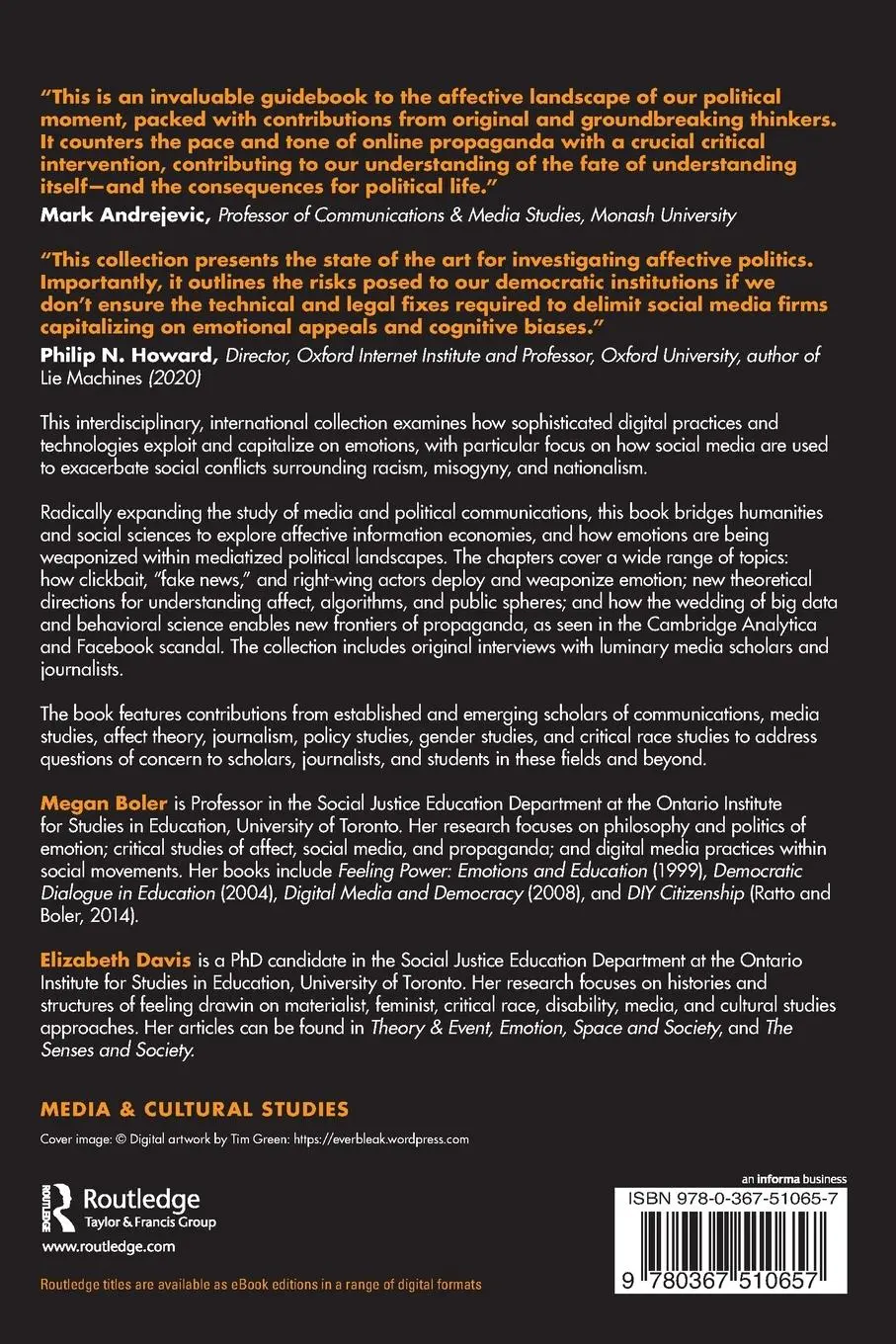 Rückseite: 9780367510657 | Affective Politics of Digital Media | Propaganda by Other Means | Buch