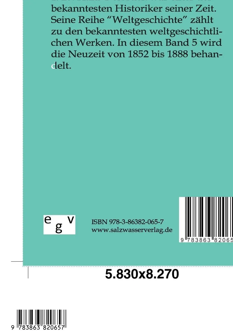Rückseite: 9783863820657 | Weltgeschichte | Fünfter Band: Neuzeit von 1852 bis 1888 | Delbrück