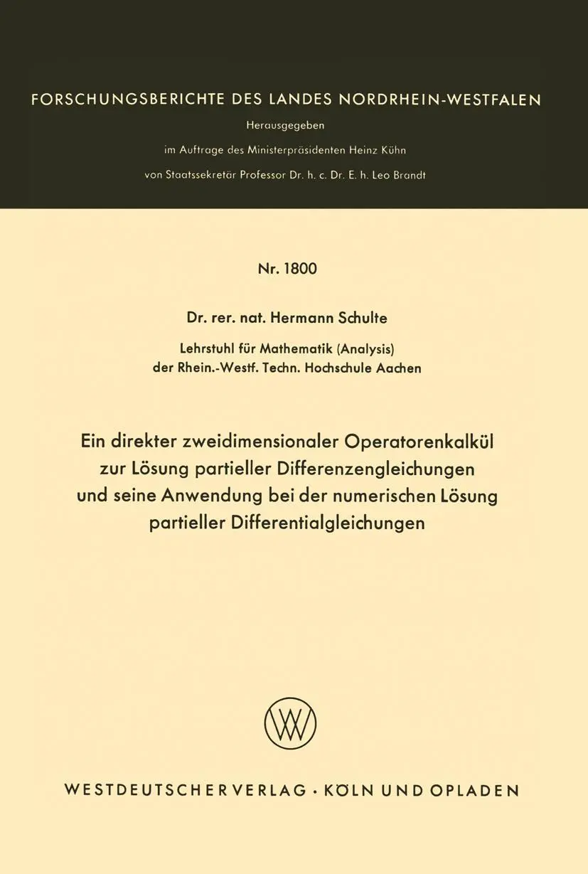 Cover: 9783322960757 | Ein direkter zweidimensionaler Operatorenkalkül zur Lösung...