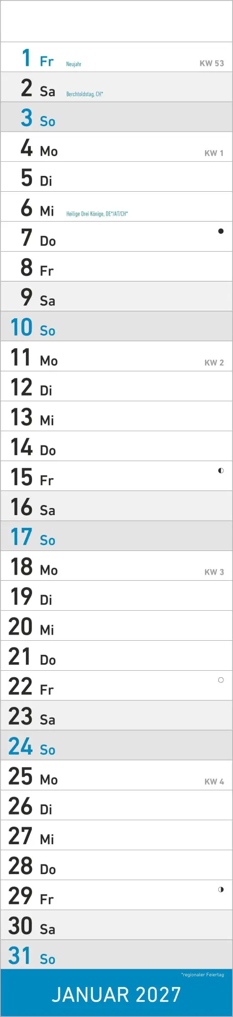 Bild: 4069095010857 | Streifenplaner BLAU 2027 | Neumann Verlage GmbH &amp; Co KG | Kalender