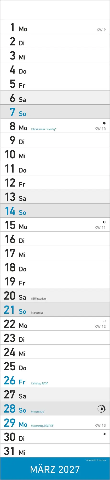 Bild: 4069095010857 | Streifenplaner BLAU 2027 | Neumann Verlage GmbH &amp; Co KG | Kalender