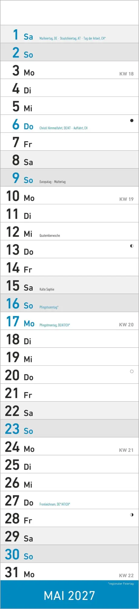 Bild: 4069095010857 | Streifenplaner BLAU 2027 | Neumann Verlage GmbH &amp; Co KG | Kalender