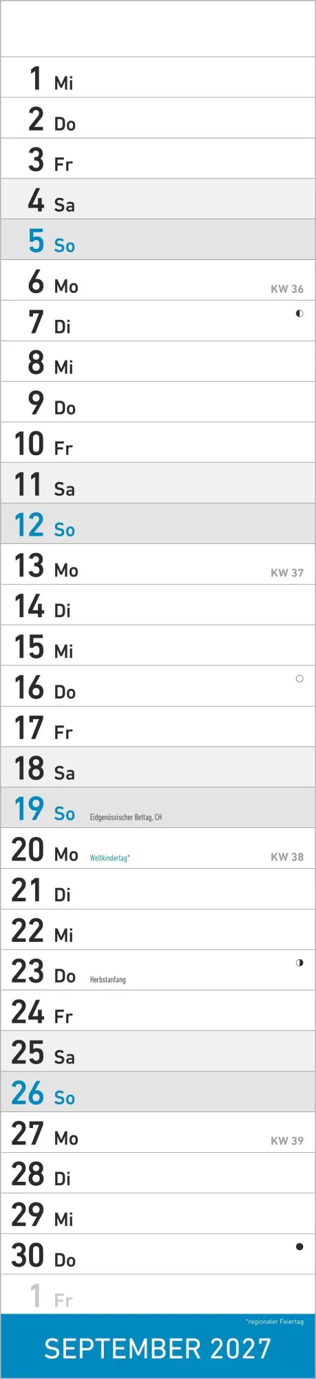 Bild: 4069095010857 | Streifenplaner BLAU 2027 | Neumann Verlage GmbH &amp; Co KG | Kalender