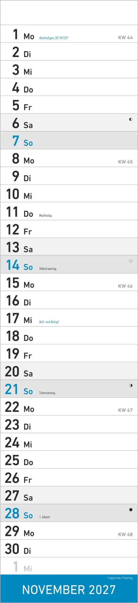 Bild: 4069095010857 | Streifenplaner BLAU 2027 | Neumann Verlage GmbH &amp; Co KG | Kalender