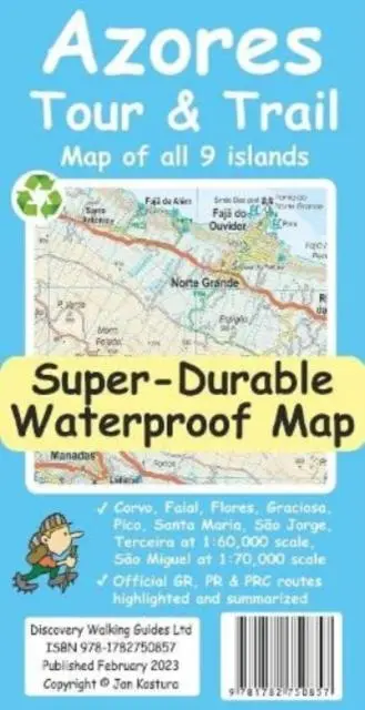 Cover: 9781782750857 | Azores Tour &amp; Trail Super-Durable Map (2nd edition) | Jan Kostura