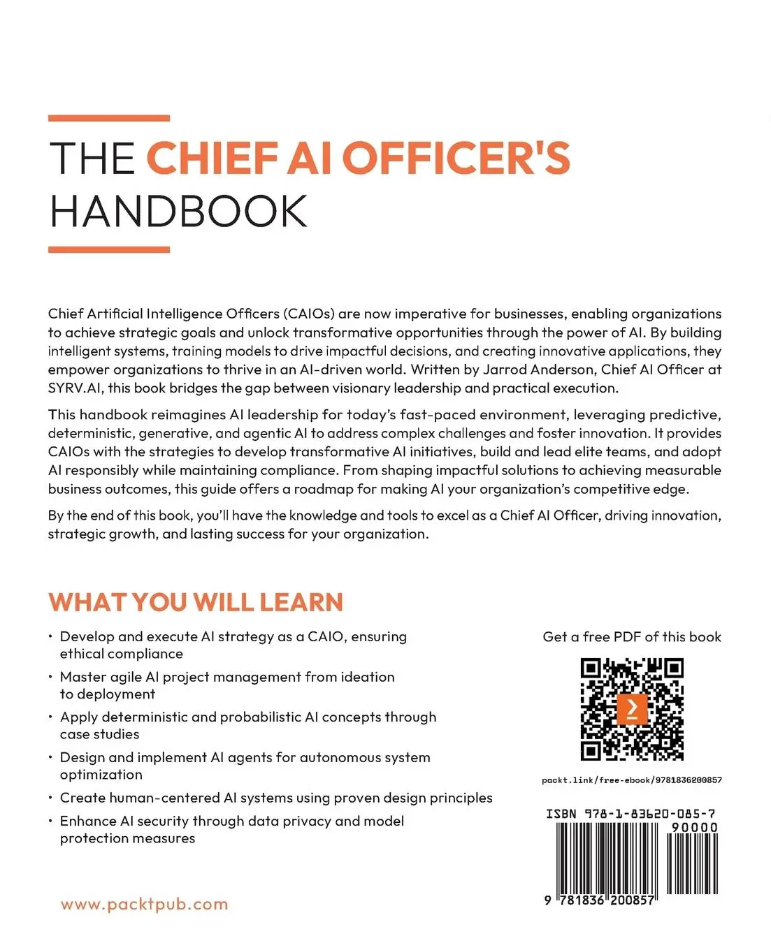 Rückseite: 9781836200857 | The Chief AI Officer's Handbook | Jarrod Anderson | Taschenbuch | 2025