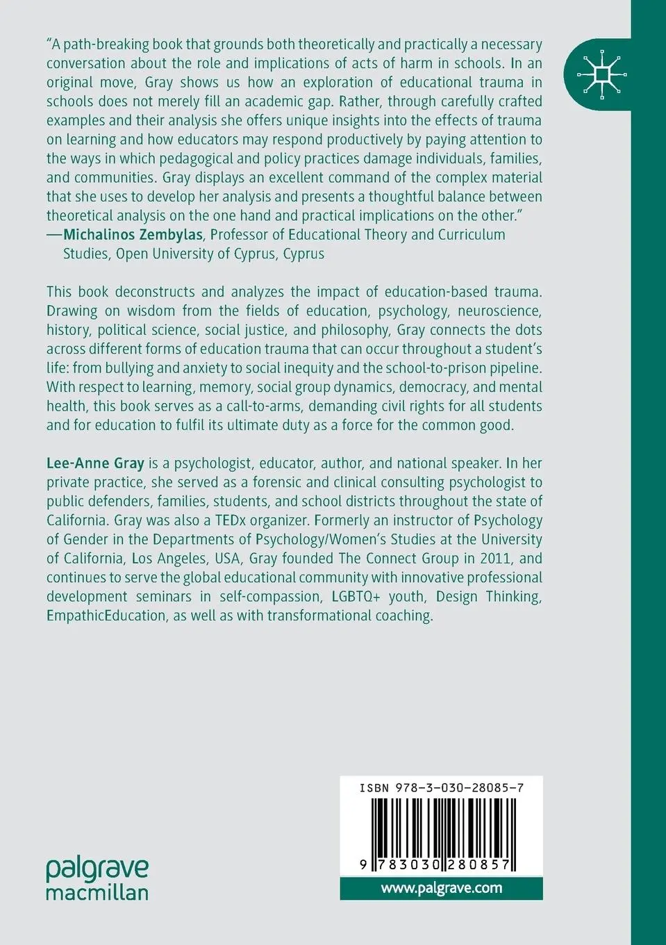 Rückseite: 9783030280857 | Educational Trauma | Lee-Anne Gray | Taschenbuch | xix | Englisch