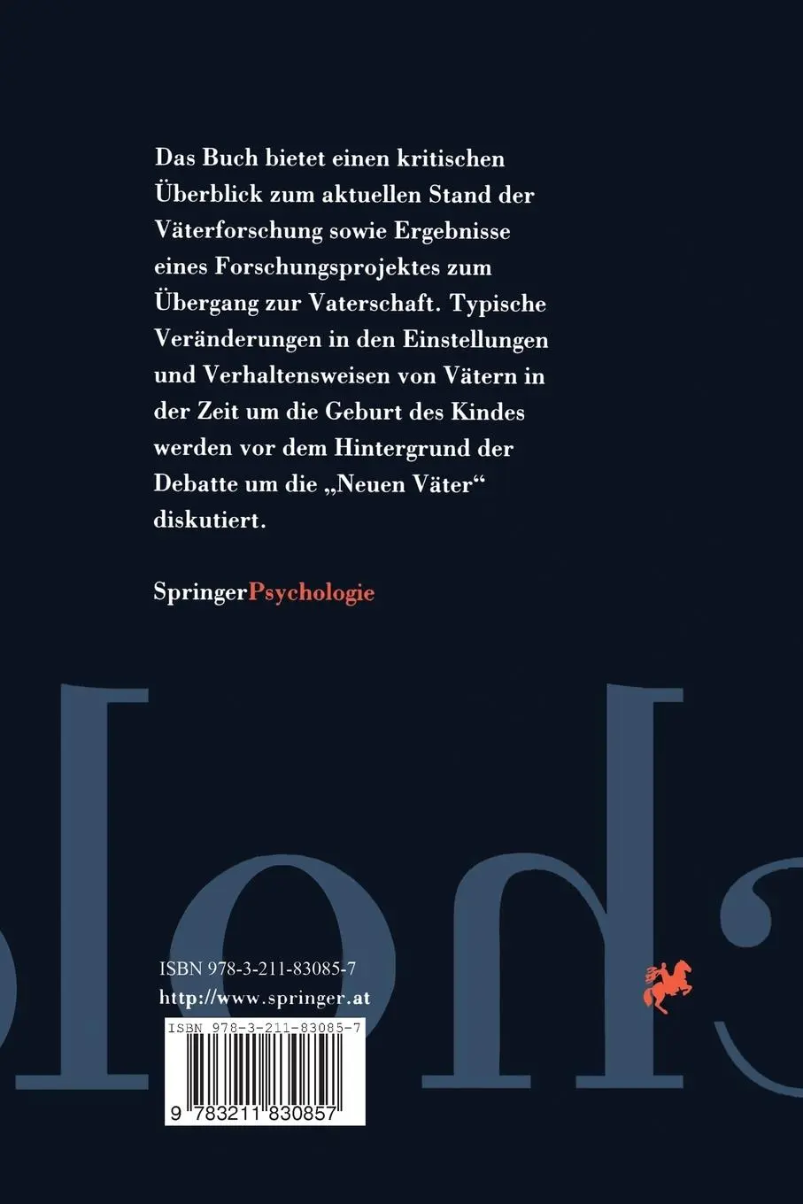 Rückseite: 9783211830857 | Übergang zur Vaterschaft | Auf der Suche nach den "Neuen Vätern" | xvi