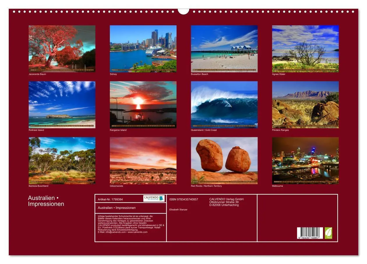 Bild: 9783435740857 | Australien - Impressionen (Wandkalender 2025 DIN A2 quer), CALVENDO...