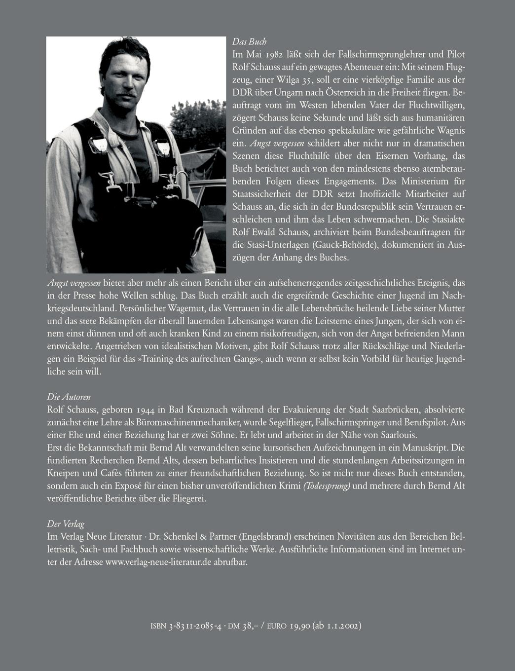 Rückseite: 9783831120857 | Angst vergessen | Rolf Schauss (u. a.) | Taschenbuch | 172 S. | 2001