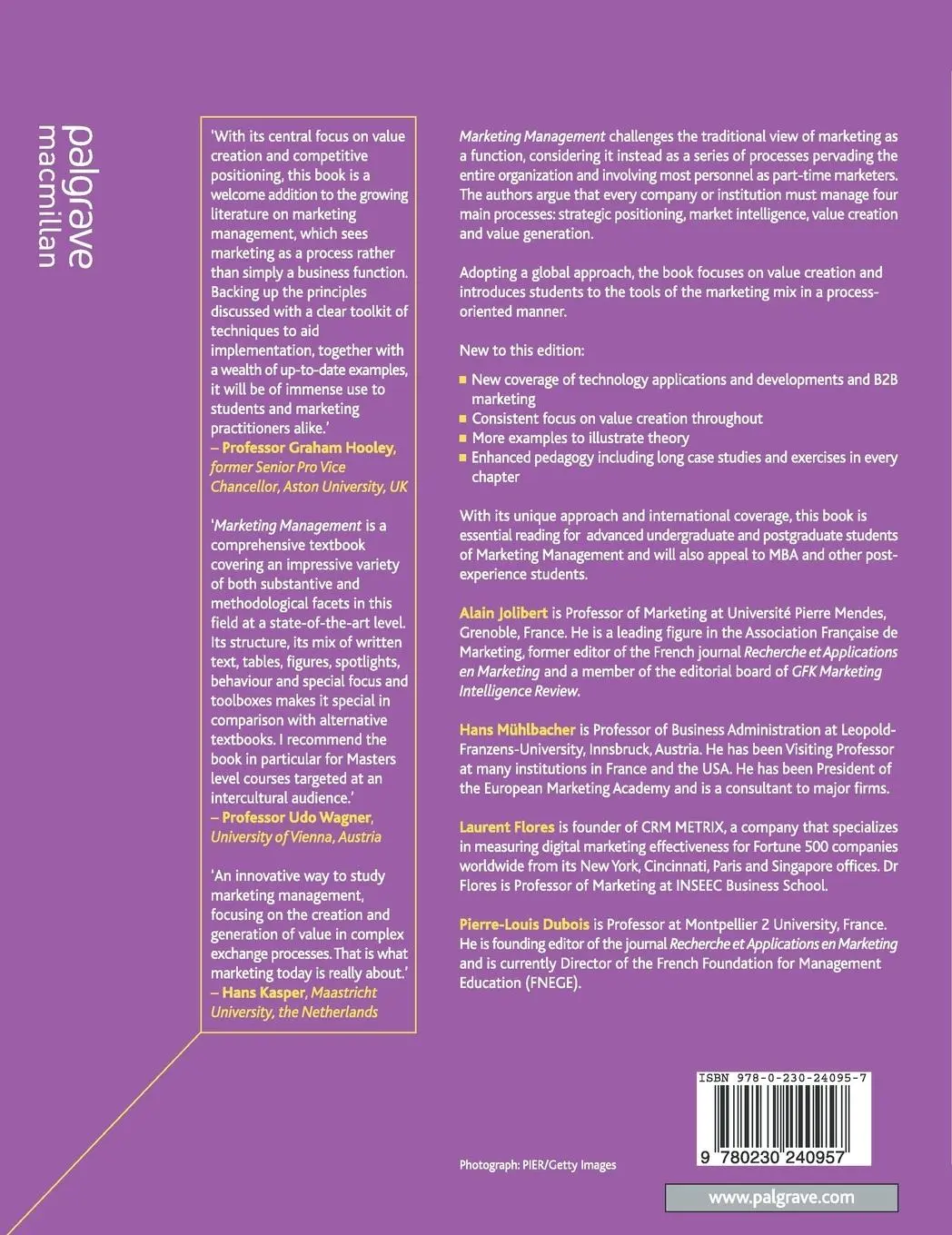 Rückseite: 9780230240957 | Marketing Management | A Value-Creation Process | Jolibert (u. a.)