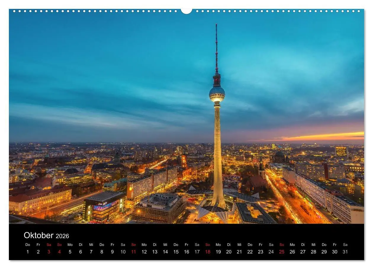 Bild: 9783516080957 | Berlin City bei Nacht (Wandkalender 2026 DIN A2 quer), CALVENDO...
