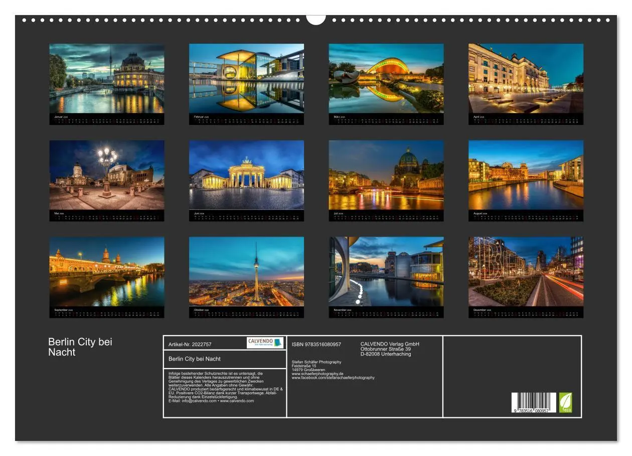 Bild: 9783516080957 | Berlin City bei Nacht (Wandkalender 2026 DIN A2 quer), CALVENDO...
