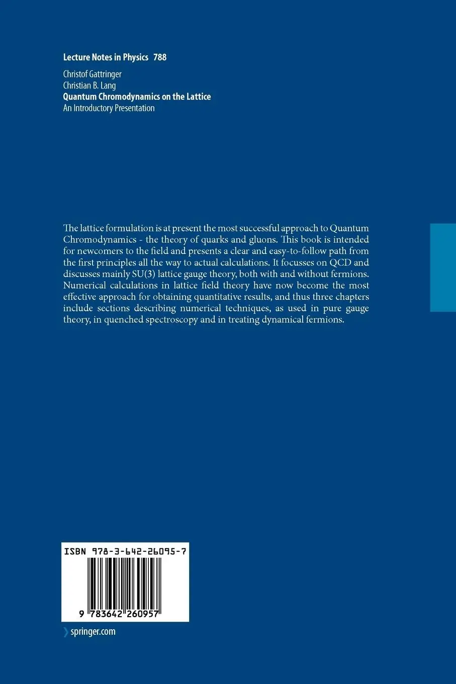 Rückseite: 9783642260957 | Quantum Chromodynamics on the Lattice | An Introductory Presentation