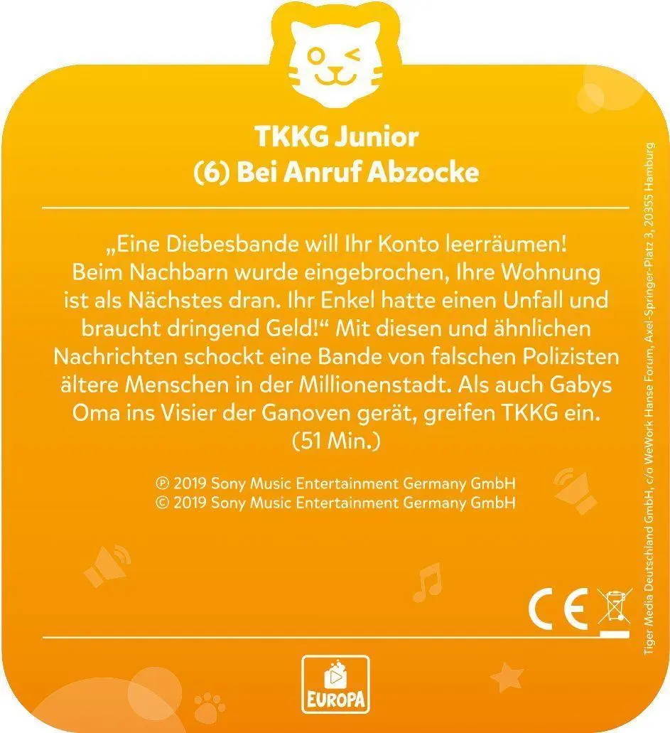 Bild: 4260535481057 | tigercard - TKKG Junior - Folge 6: Bei Anruf Abzocke | Deutsch | 2019