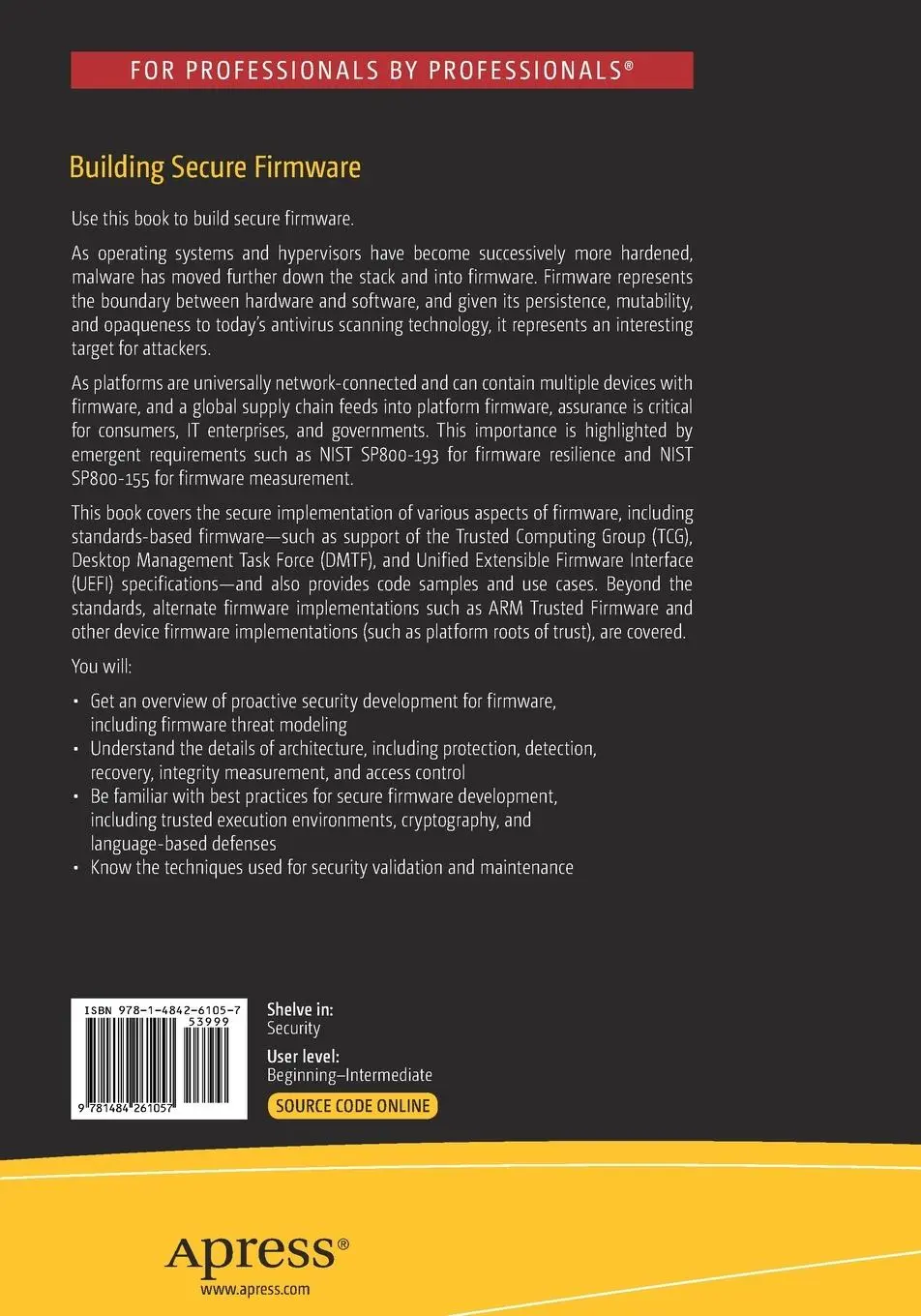 Rückseite: 9781484261057 | Building Secure Firmware | Armoring the Foundation of the Platform