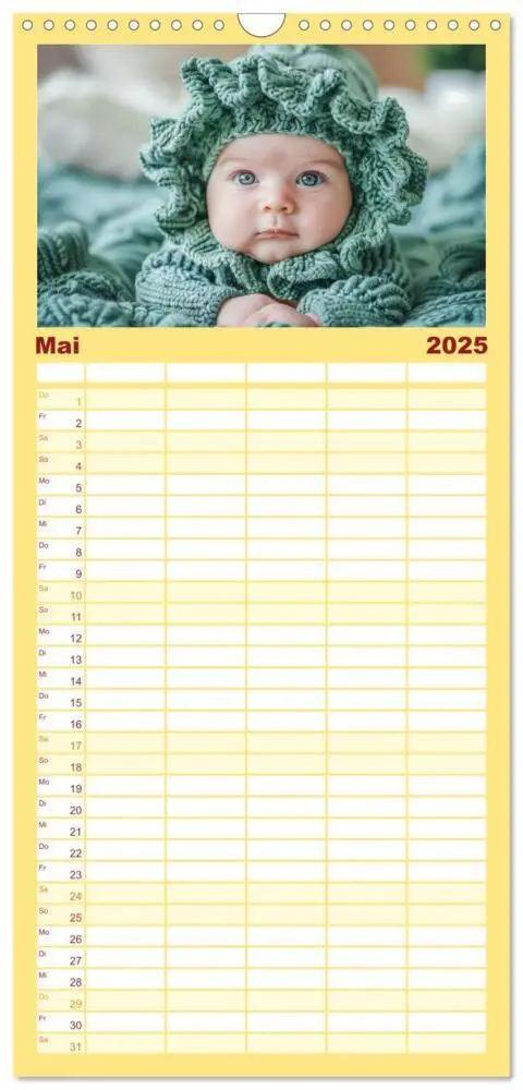 Bild: 9783457191057 | Familienplaner 2025 - Lustige Strick-Ideen mit 5 Spalten...