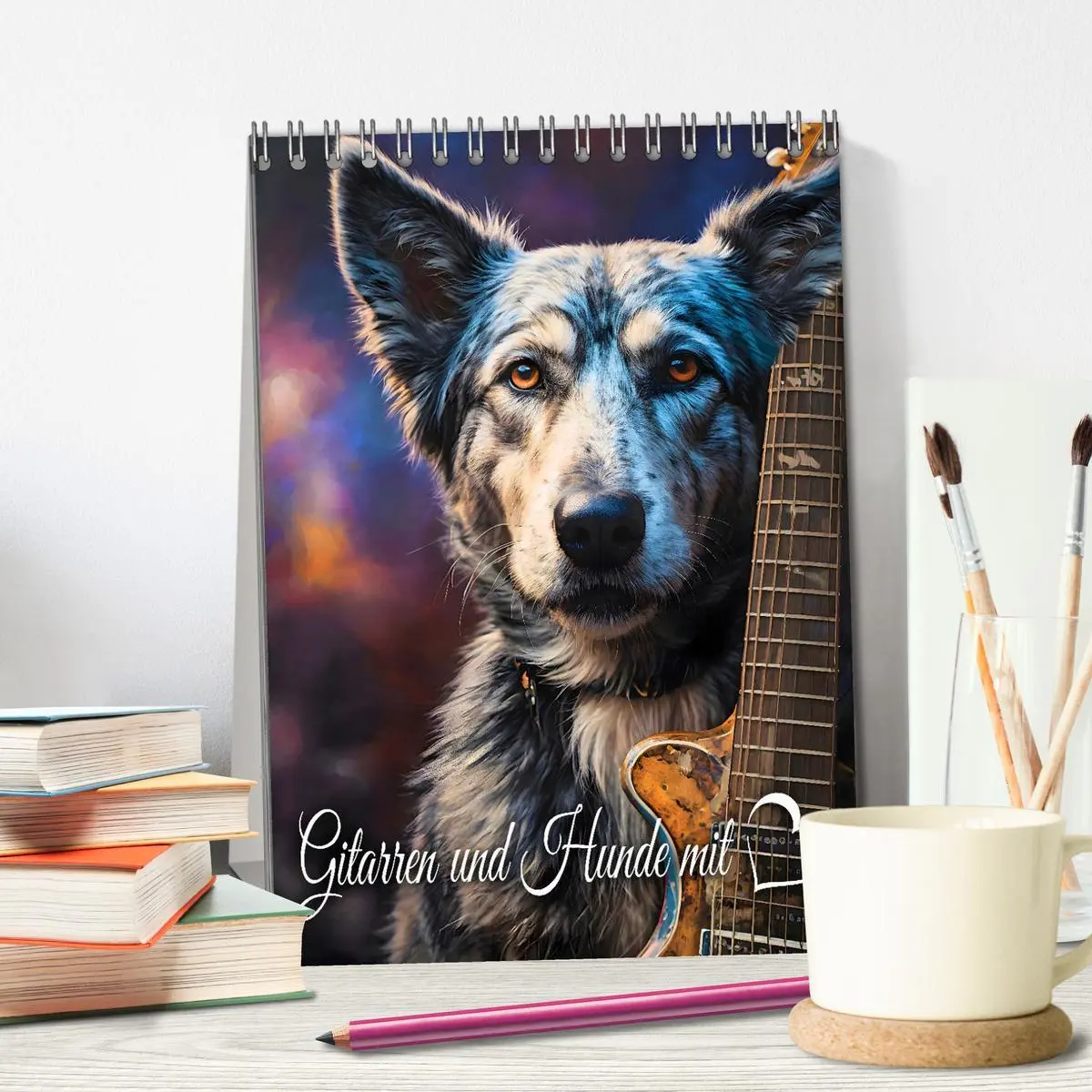 Bild: 9783457261057 | Gitarren und Hunde mit Herz (Tischkalender 2026 DIN A5 hoch),...