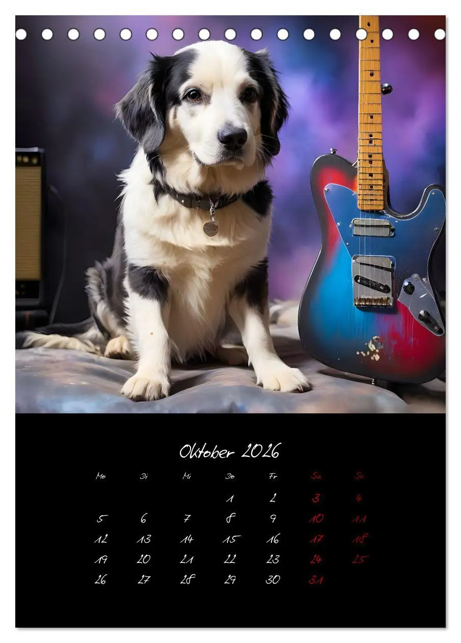 Bild: 9783457261057 | Gitarren und Hunde mit Herz (Tischkalender 2026 DIN A5 hoch),...