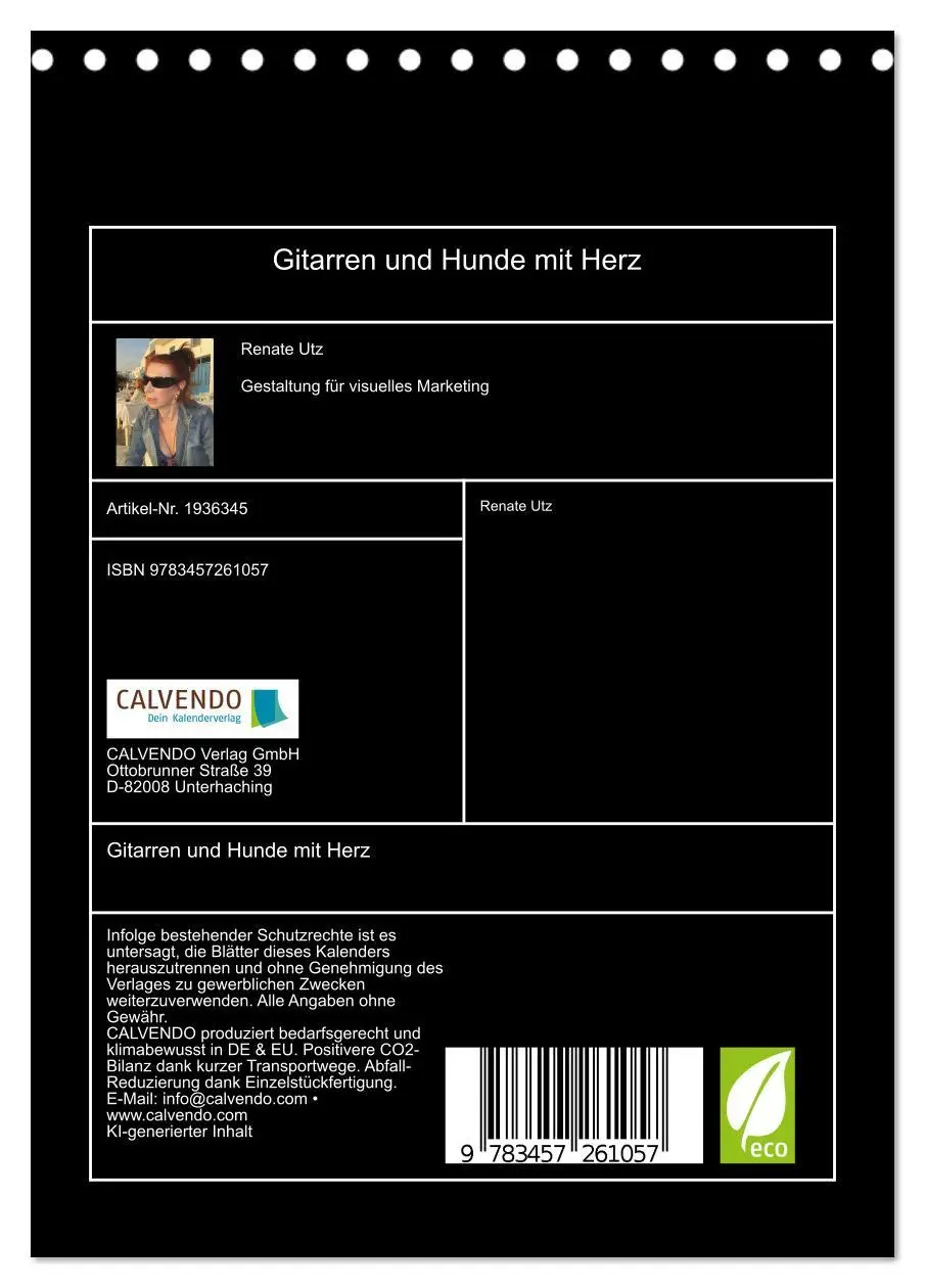 Bild: 9783457261057 | Gitarren und Hunde mit Herz (Tischkalender 2026 DIN A5 hoch),...