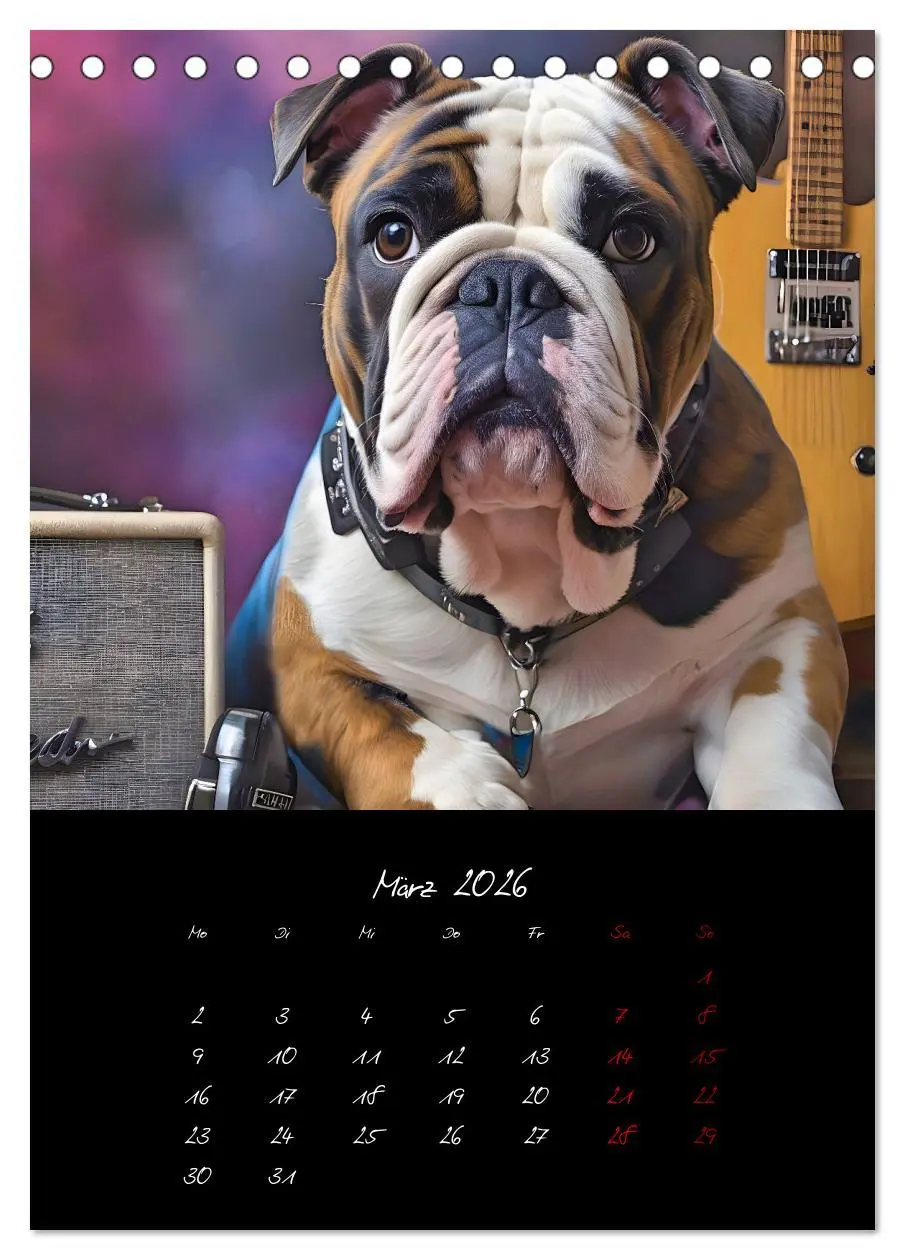Bild: 9783457261057 | Gitarren und Hunde mit Herz (Tischkalender 2026 DIN A5 hoch),...