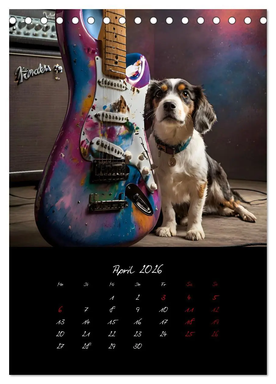 Bild: 9783457261057 | Gitarren und Hunde mit Herz (Tischkalender 2026 DIN A5 hoch),...