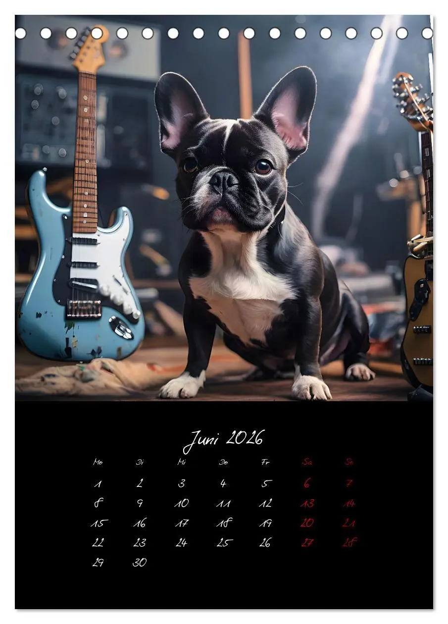 Bild: 9783457261057 | Gitarren und Hunde mit Herz (Tischkalender 2026 DIN A5 hoch),...