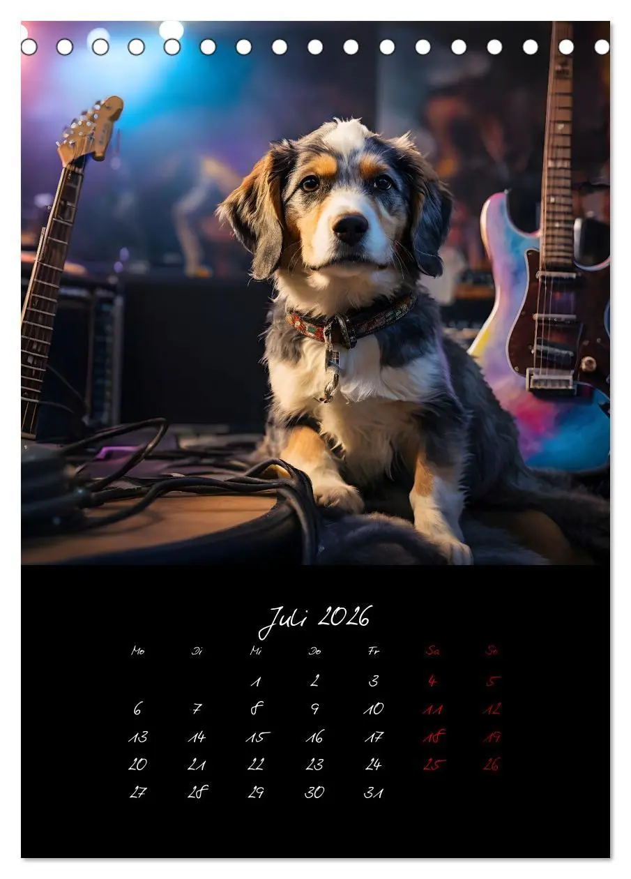 Bild: 9783457261057 | Gitarren und Hunde mit Herz (Tischkalender 2026 DIN A5 hoch),...