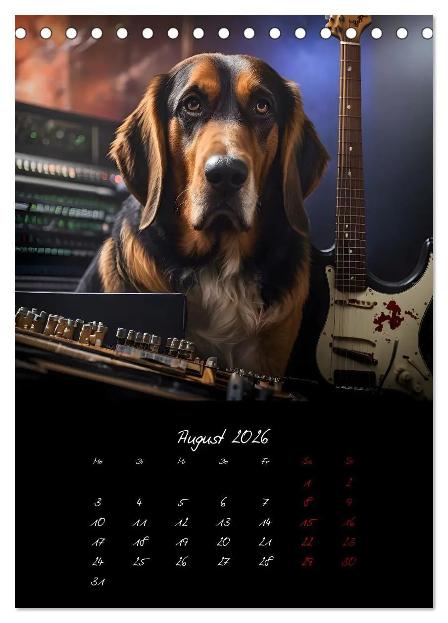 Bild: 9783457261057 | Gitarren und Hunde mit Herz (Tischkalender 2026 DIN A5 hoch),...