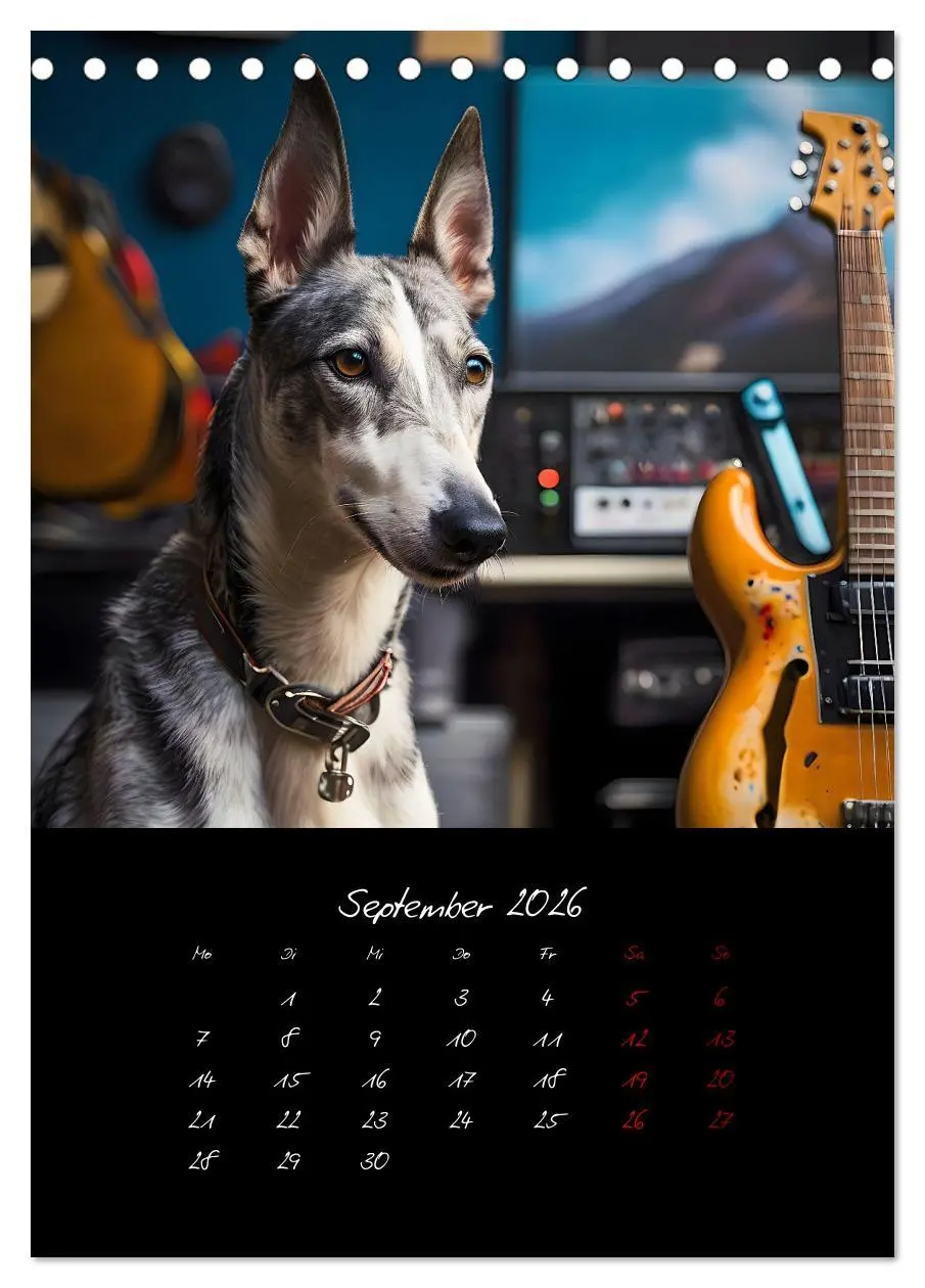 Bild: 9783457261057 | Gitarren und Hunde mit Herz (Tischkalender 2026 DIN A5 hoch),...