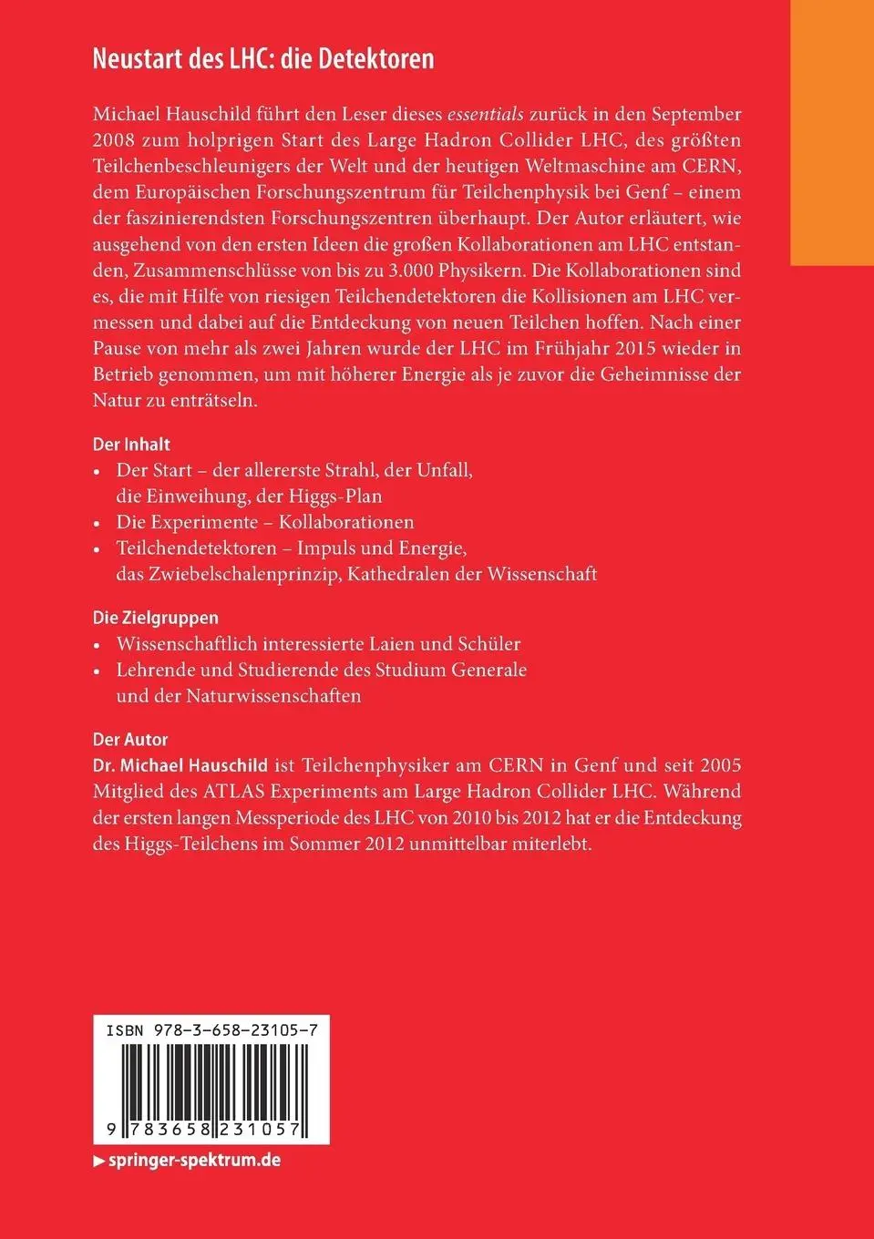Rückseite: 9783658231057 | Neustart des LHC: die Detektoren | Michael Hauschild | Taschenbuch