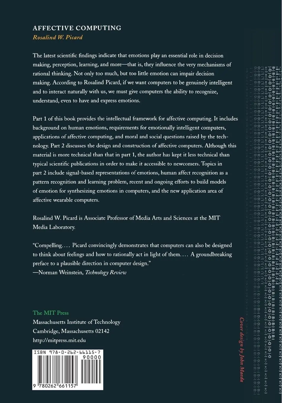 Rückseite: 9780262661157 | Affective Computing | Rosalind W. Picard | Taschenbuch | Englisch