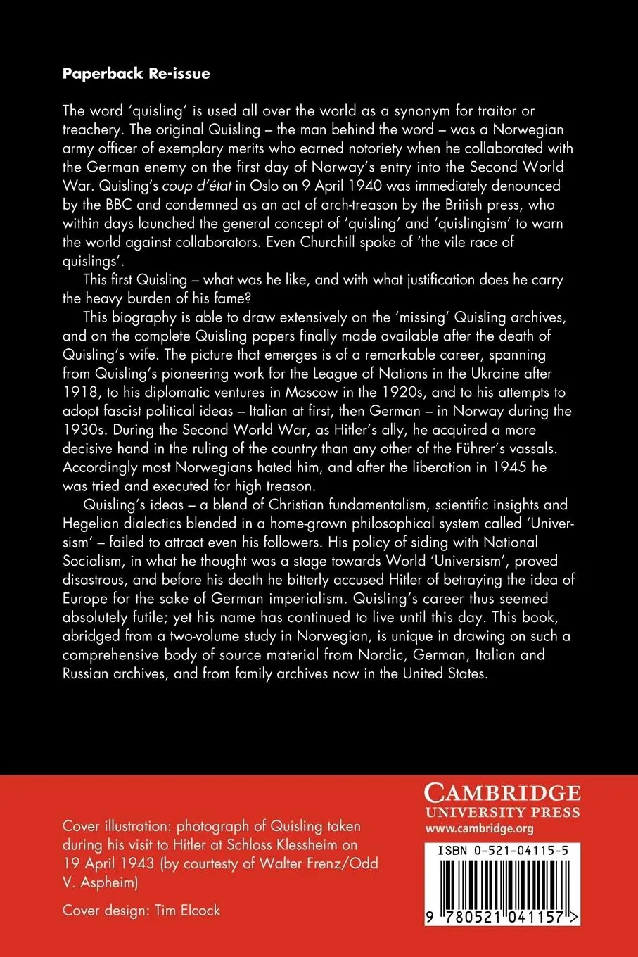 Rückseite: 9780521041157 | Quisling | A Study in Treachery | Hans Fredrik Dahl | Taschenbuch