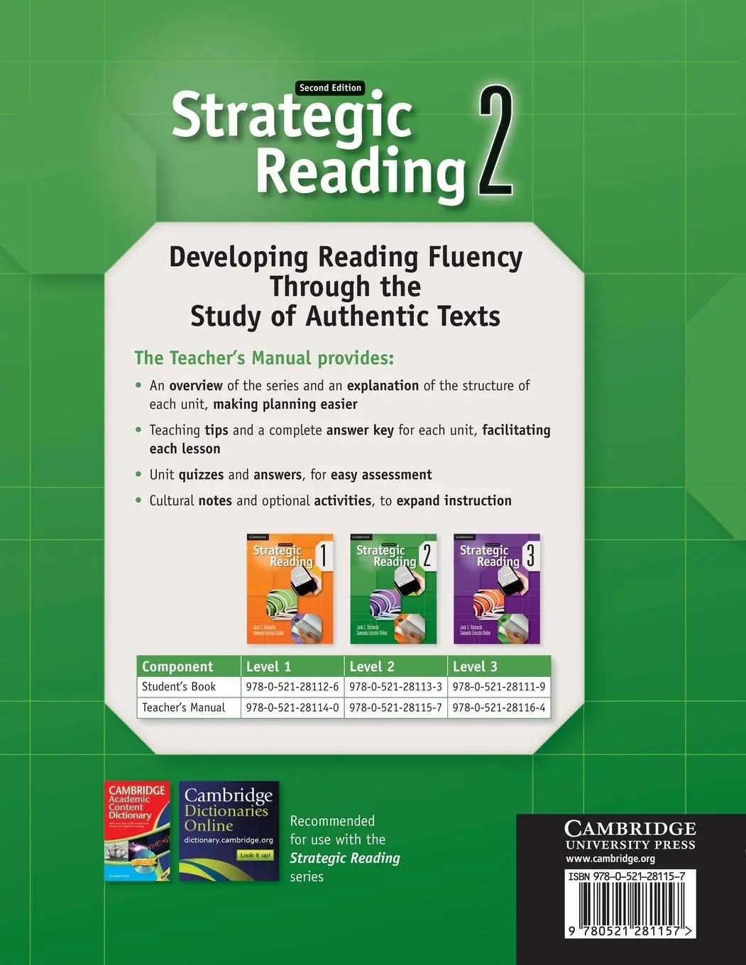 Rückseite: 9780521281157 | Strategic Reading Level 2 Teacher's Manual | Kathleen O'Reilly | Buch