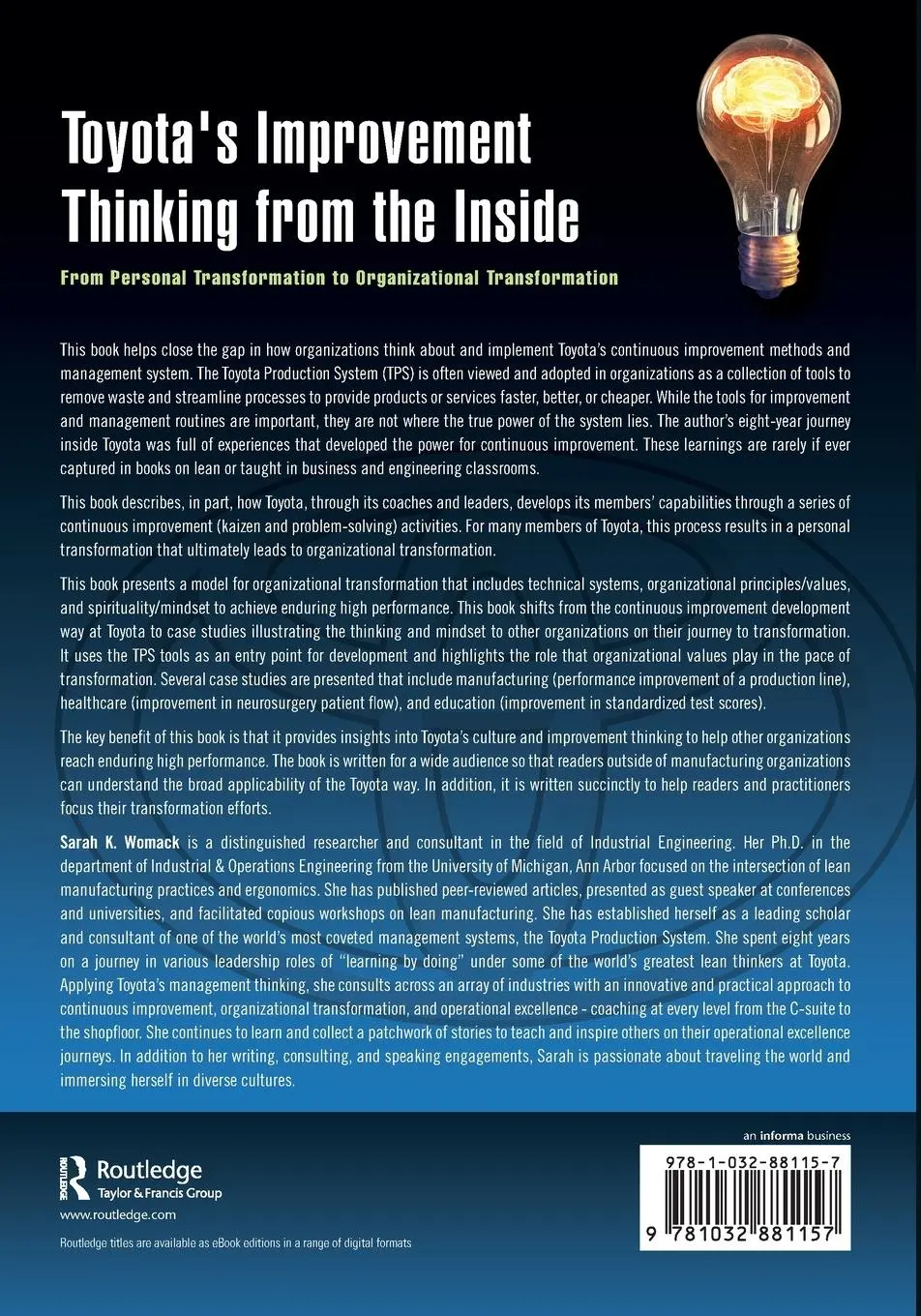 Rückseite: 9781032881157 | Toyota's Improvement Thinking from the Inside | Sarah K. Womack | Buch