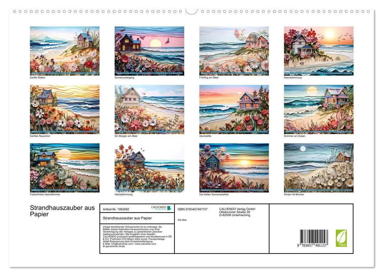 Bild: 9783457491157 | Strandhauszauber aus Papier (hochwertiger Premium Wandkalender 2026...