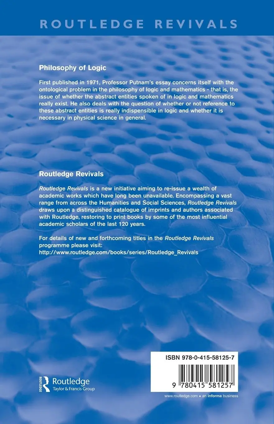 Rückseite: 9780415581257 | Philosophy of Logic (Routledge Revivals) | Hilary Putnam | Taschenbuch