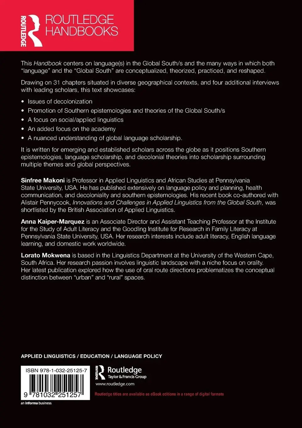 Rückseite: 9781032251257 | The Routledge Handbook of Language and the Global South/s | Buch